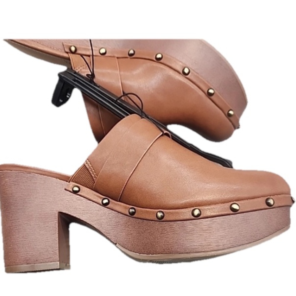 💜Time and Tru Brown Women’s Memory Foam Faux Leather Heel Clogs Size:10 - Picture 3 of 6